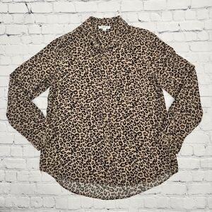 Beach lunch lounge Leopard Print Women's Vacation Button Shirt